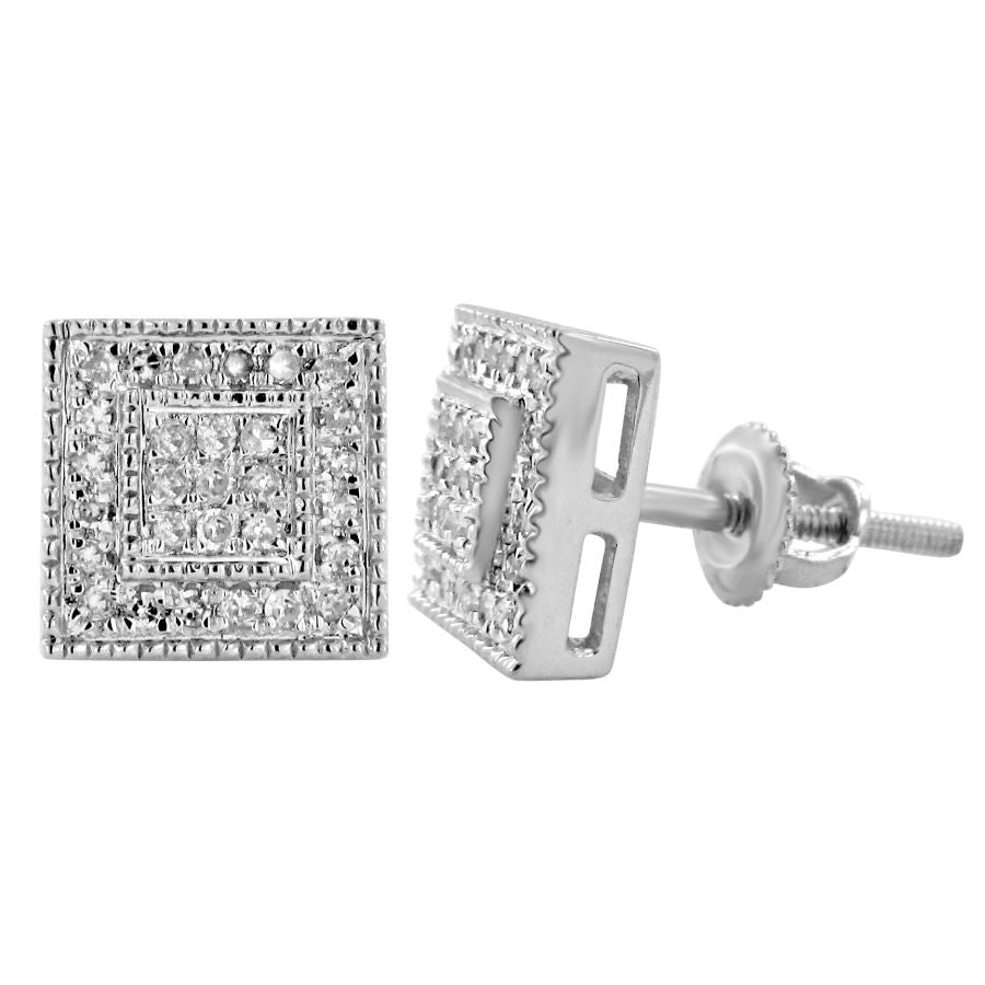 LADIES EARRINGS 0.20CT ROUND DIAMOND 10K WHITE GOLD