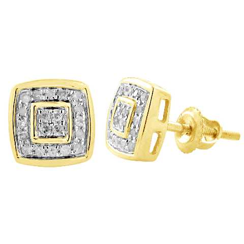 LADIES EARRINGS 0.15CT ROUND DIAMOND 10K YELLOW GOLD