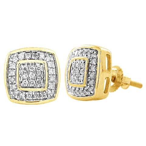 LADIES EARRINGS 0.20CT ROUND DIAMOND 10K YELLOW GOLD