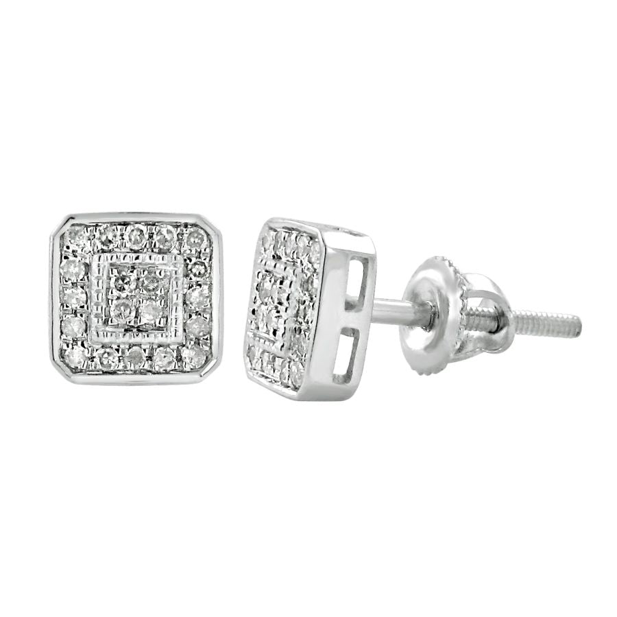 LADIES EARRINGS 0.15CT ROUND DIAMOND 10K WHITE GOLD