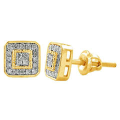 MEN'S STUD EARRINGS 0.15CT ROUND DIAMOND 10K YELLOW GOLD