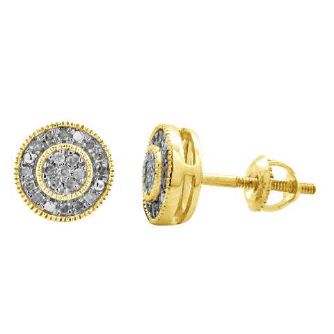 LADIES EARRINGS 0.15CT ROUND DIAMOND 10K YELLOW GOLD