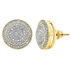 MEN'S STUD EARRINGS 0.50CT ROUND DIAMOND 10K YELLOW GOLD