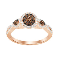 LADIES RING 0.40CT ROUND DARK BROWN DIAMOND 14K ROSE GOLD