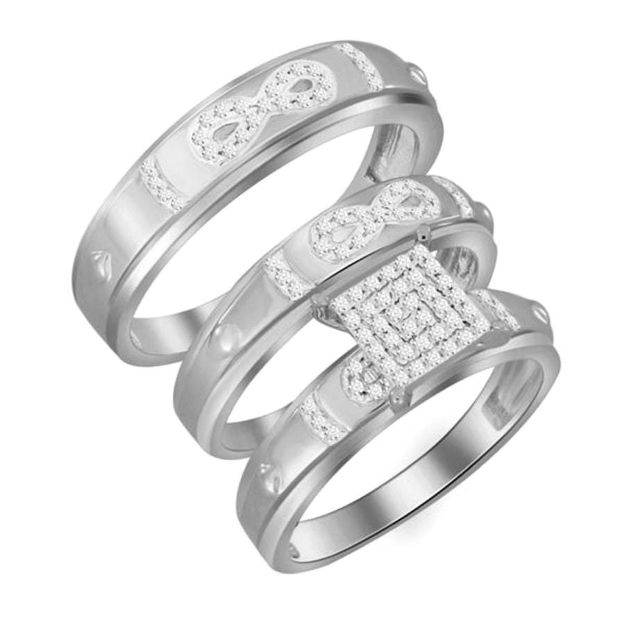 LADIES TRIOS SET 0.30CT ROUND DIAMOND 10K WHITE GOLD