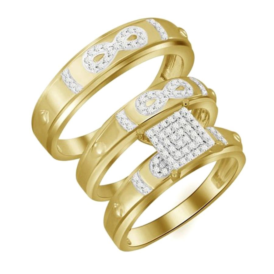 LADIES TRIOS SET 0.30CT ROUND DIAMOND 10K YELLOW GOLD