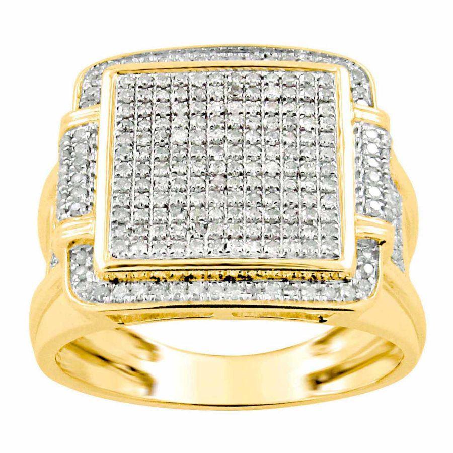 MEN'S RING 0.85CT ROUND DIAMOND 10K YELLOW GOLD