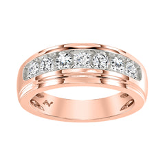 MEN'S BAND 1.00CT ROUND DIAMOND 10K ROSE GOLD