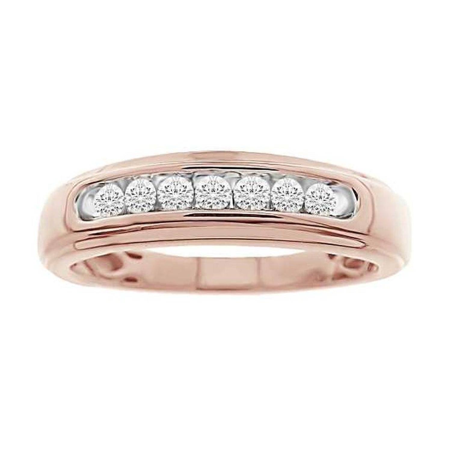 MEN'S BAND 0.25CT ROUND DIAMOND 10K ROSE GOLD