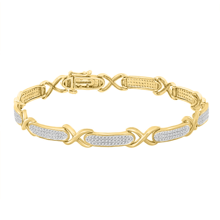 LADIES BRACELET 0.70CT ROUND DIAMOND 10K YELLOW GOLD