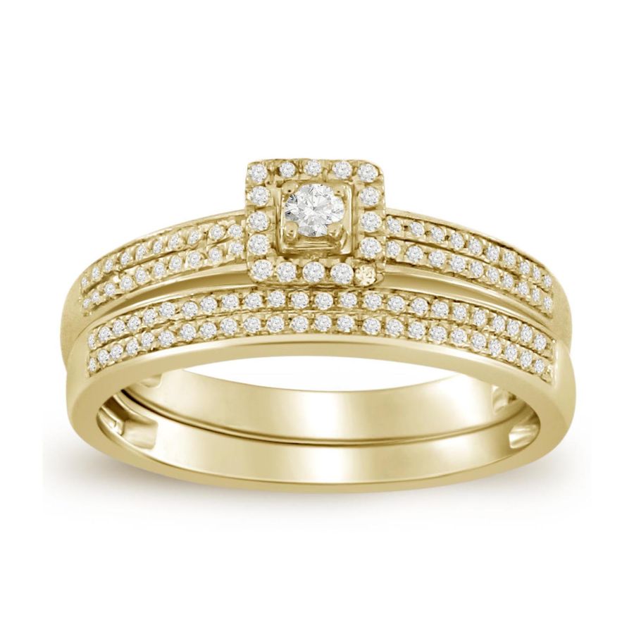 LADIES BRIDAL SET 0.25CT ROUND DIAMOND 10K YELLOW GOLD