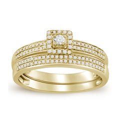 LADIES BRIDAL SET 0.25CT ROUND DIAMOND 10K YELLOW GOLD