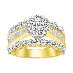 LADIES RING 3.00CT ROUND/BAGUETTE DIAMOND 10K YELLOW GOLD