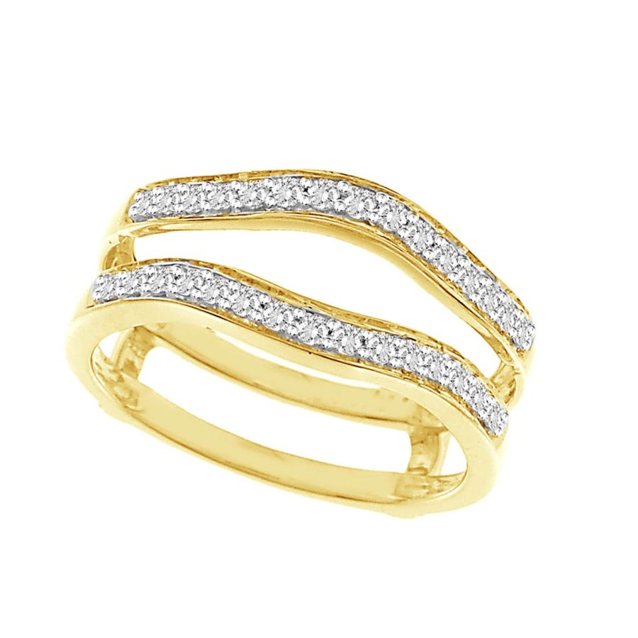 LADIES WRAP 0.25CT ROUND DIAMOND 14K YELLOW GOLD