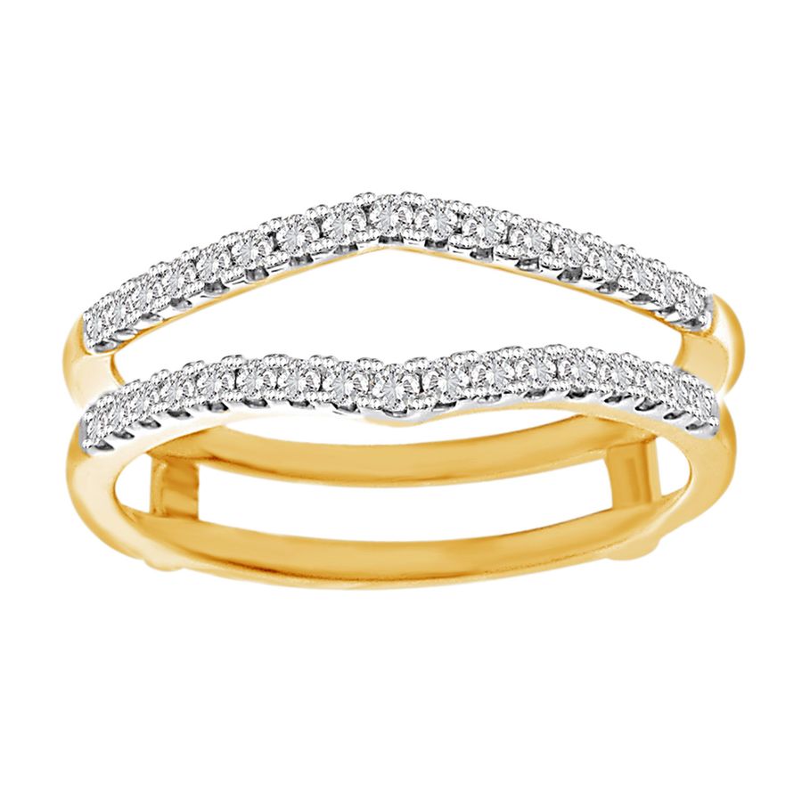 LADIES WRAP RING 0.25CT ROUND DIAMOND 14K YELLOW GOLD (SI QUALITY)