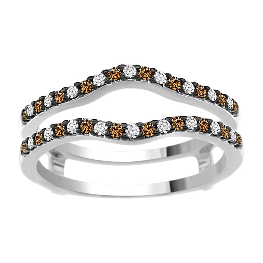 LADIES WRAP 0.25CT ROUND DARK BROWN DIAMOND 14K WHITE GOLD