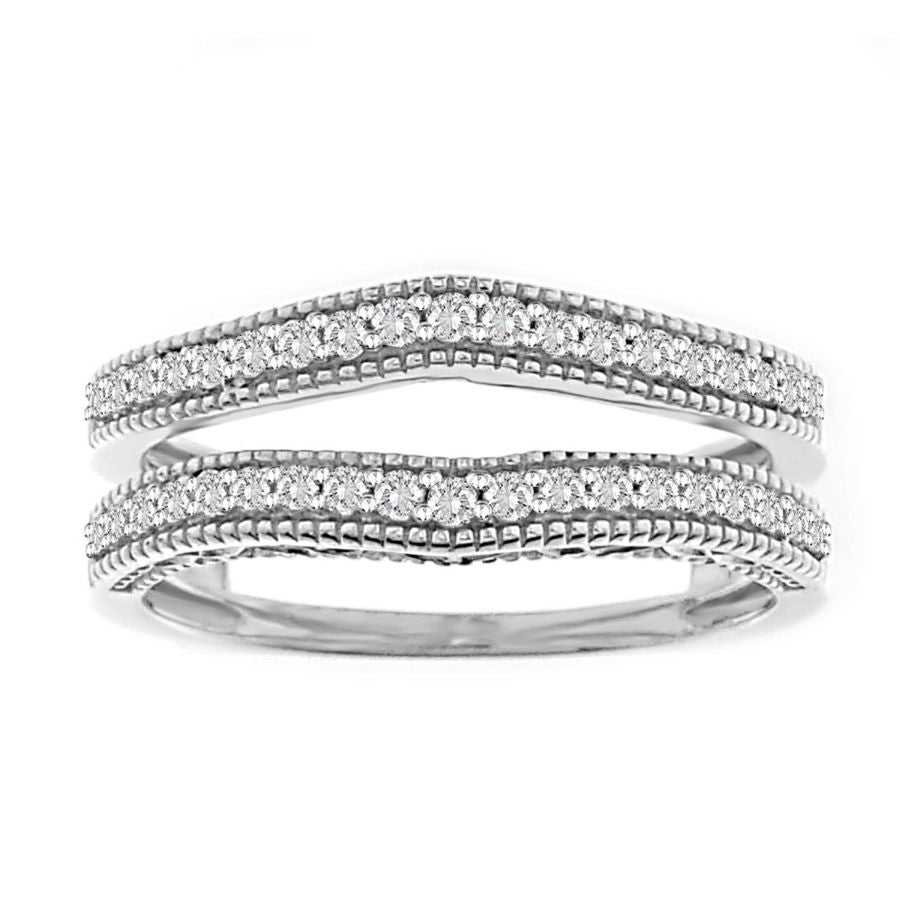 LADIES WRAP 0.25CT ROUND DIAMOND 14K WHITE GOLD