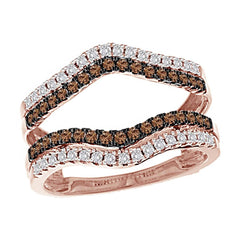 LADIES WRAP 0.50CT ROUND DARK BROWN DIAMOND 14K ROSE GOLD