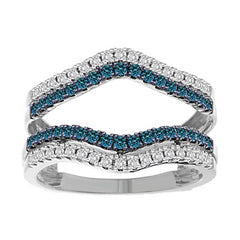 LADIES WRAP 0.50CT ROUND BLUE DIAMOND 14K WHITE GOLD