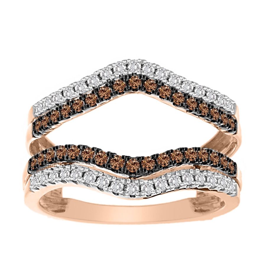 LADIES WRAP 0.50CT ROUND DARK BROWN DIAMOND 14K ROSE GOLD