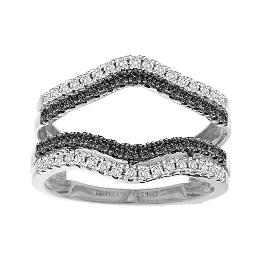 LADIES WRAP 0.50CT ROUND BLACK DIAMOND 14K WHITE GOLD