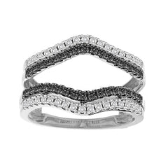 LADIES WRAP 0.50CT ROUND BLACK DIAMOND 14K WHITE GOLD