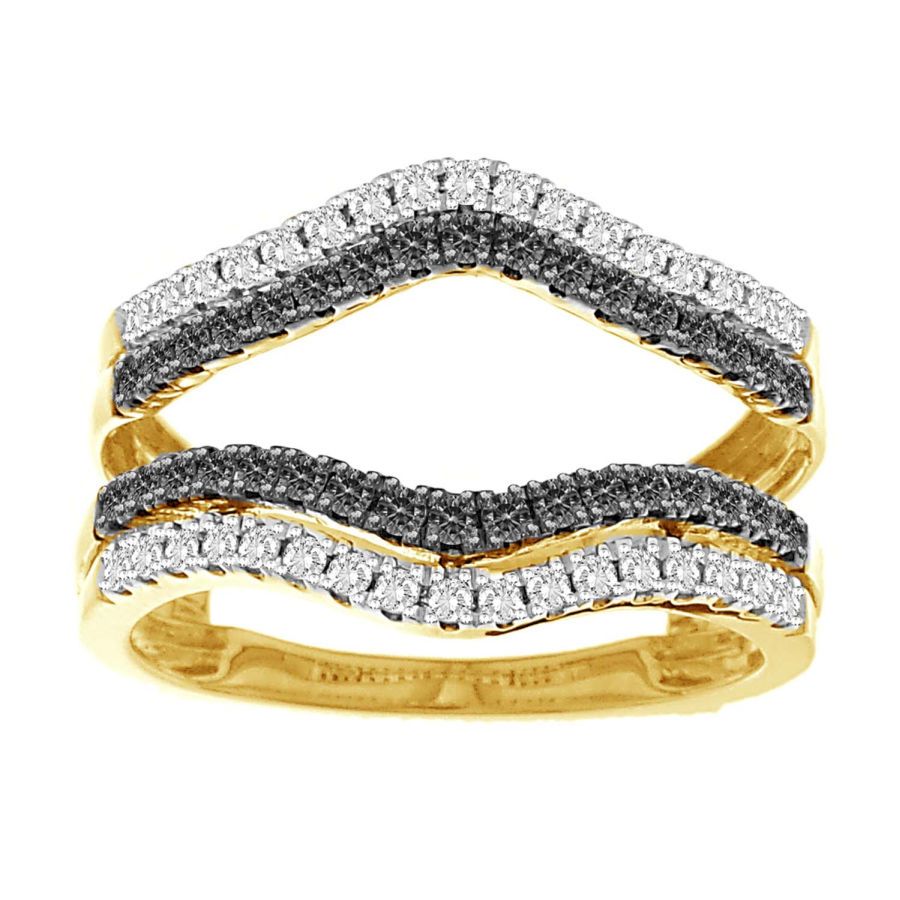 LADIES WRAP 0.50CT ROUND BLACK DIAMOND 14K YELLOW GOLD