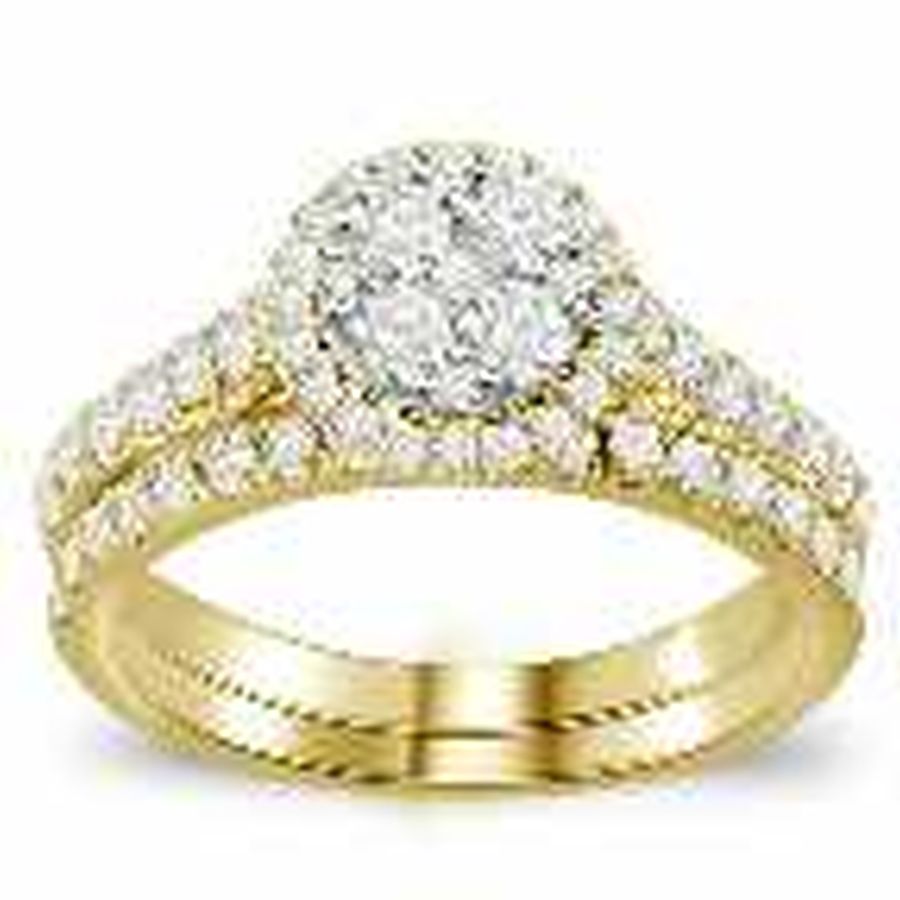 LADIES BRIDAL SET 1.25CT ROUND DIAMOND 14K YELLOW GOLD