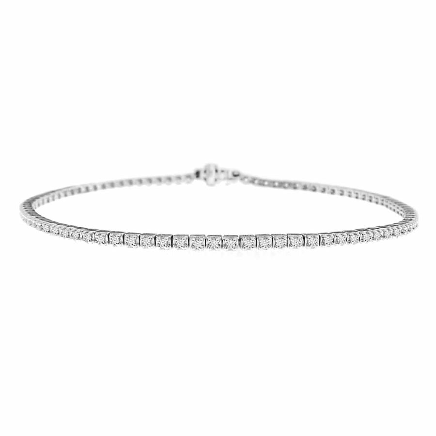 LADIES BRACELET 0.80CT ROUND DIAMOND 14K WHITE GOLD