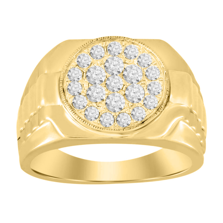 MEN'S RING 0.80CT ROUND DIAMOND 10K YELLOW GOLD