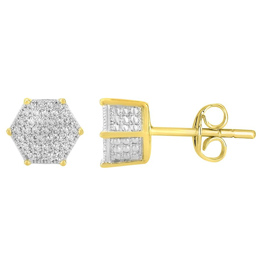 LADIES EARRINGS 0.25CT ROUND DIAMOND 10K YELLOW GOLD