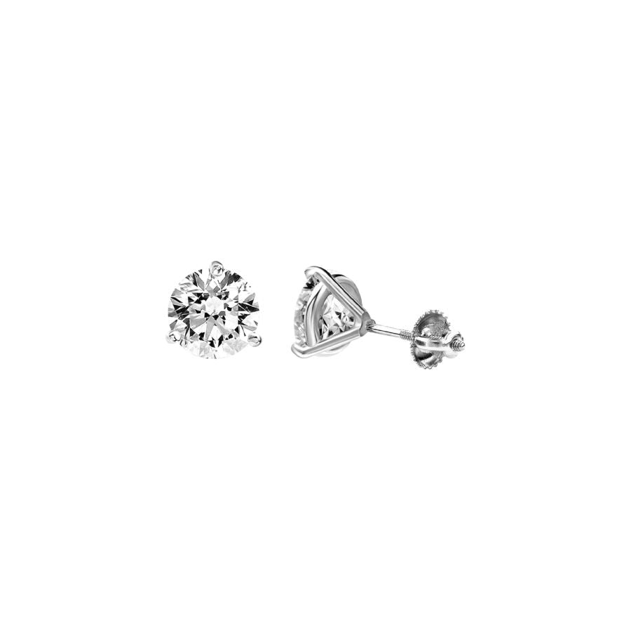 LADIES SOLITAIRE EARRINGS 0.25CT ROUND DIAMOND 14K WHITE GOLD