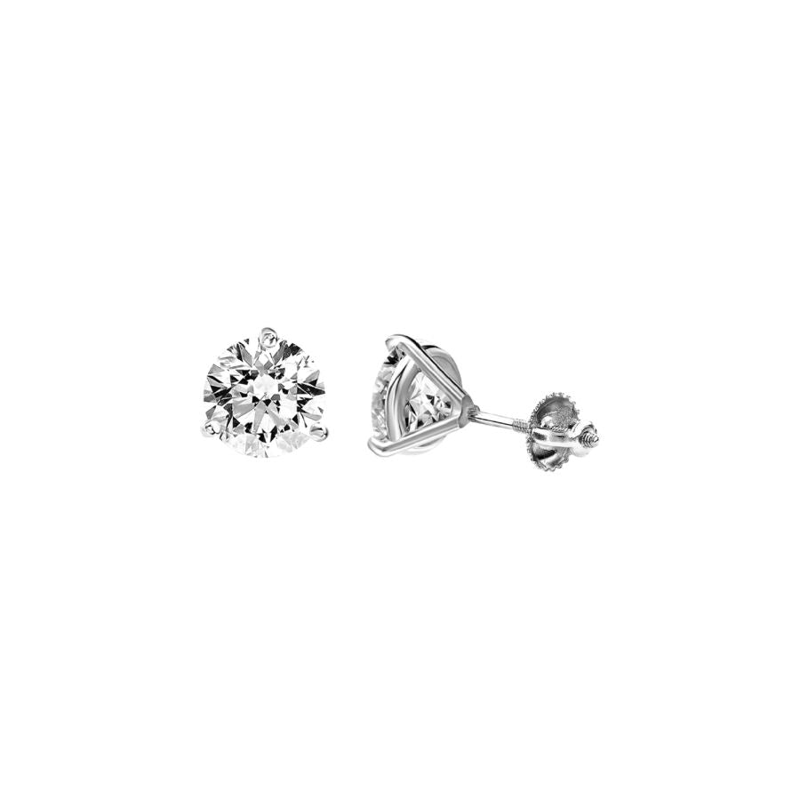 LADIES SOLITAIRE EARRINGS 0.33CT ROUND DIAMOND 14K WHITE GOLD