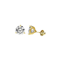 LADIES SOLITAIRE EARRINGS 0.33CT ROUND DIAMOND 14K YELLOW GOLD