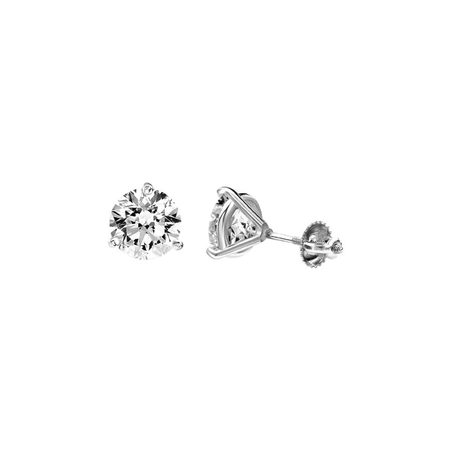 LADIES SOLITAIRE EARRINGS 0.50CT ROUND DIAMOND 14K WHITE GOLD