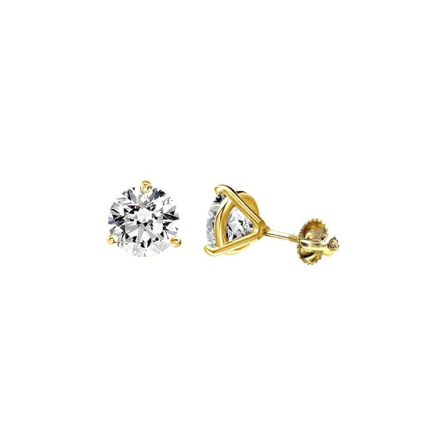 LADIES SOLITAIRE EARRINGS 0.50CT ROUND DIAMOND 14K YELLOW GOLD