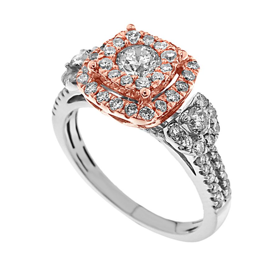 DUA LADIES RING 1.00CT ROUND DIAMOND 14K WHITE/ROSE GOLD