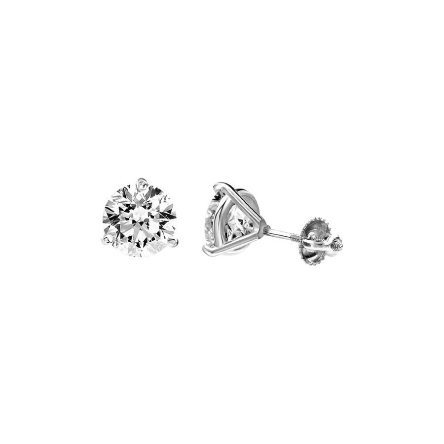 LADIES SOLITAIRE EARRINGS 0.75CT ROUND DIAMOND 14K WHITE GOLD