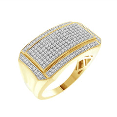 MEN'S WAX PAVE RING 0.50CT ROUND DIAMOND 10K YELLOW GOLD