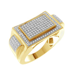 MEN'S WAX PAVE RING 0.50CT ROUND DIAMOND 10K YELLOW GOLD