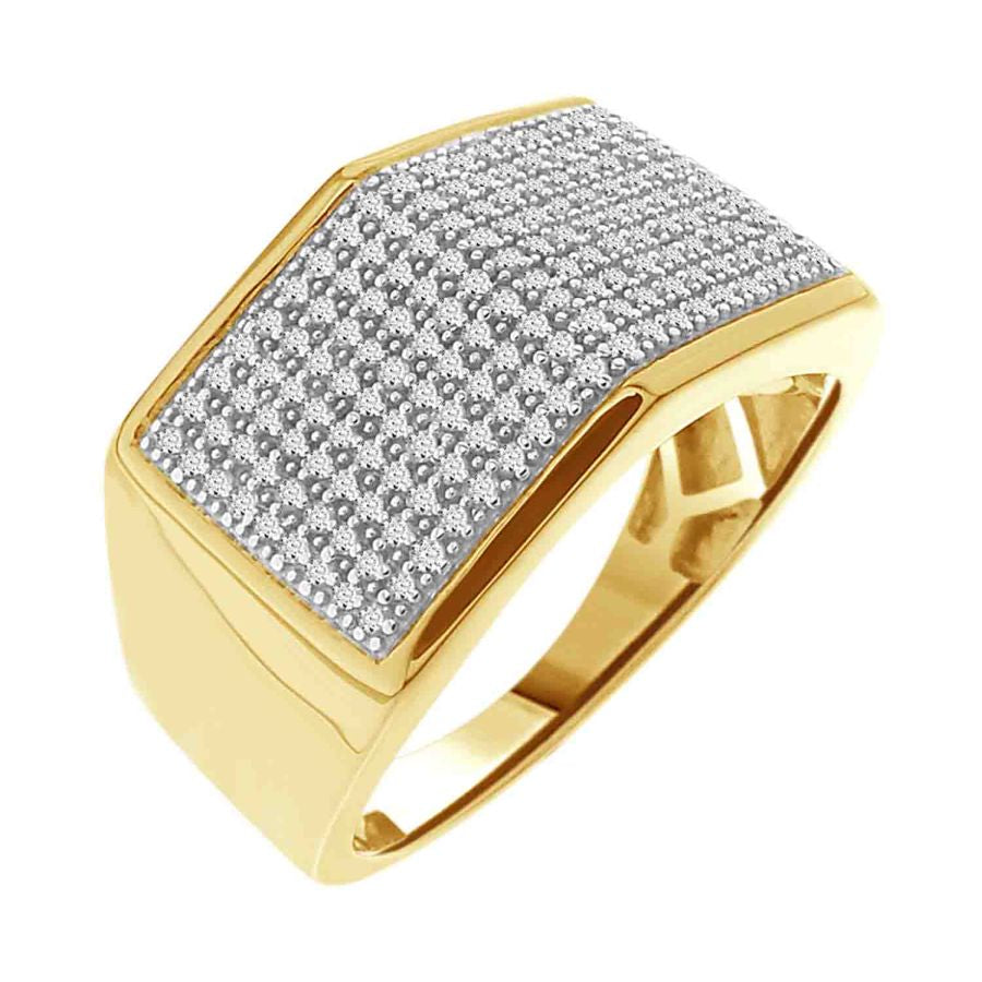 MEN'S WAX PAVE RING 0.50CT ROUND DIAMOND 10K YELLOW GOLD