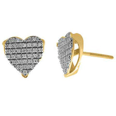 LADIES HEART EARRINGS 0.25CT DIAMOND 10K YELLOW GOLD