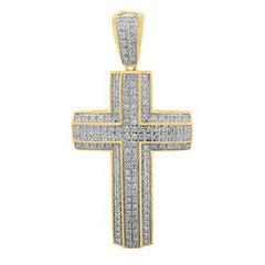 MEN'S CROSS 0.50CT ROUND DIAMOND 10K YELLOW GOLD