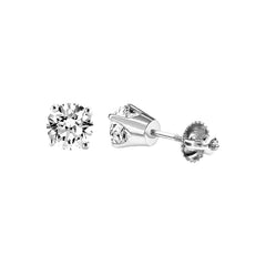 LADIES CROWN SETTING SOLITAIRE EARRINGS 1.00CT ROUND DIAMOND 14K WHITE GOLD