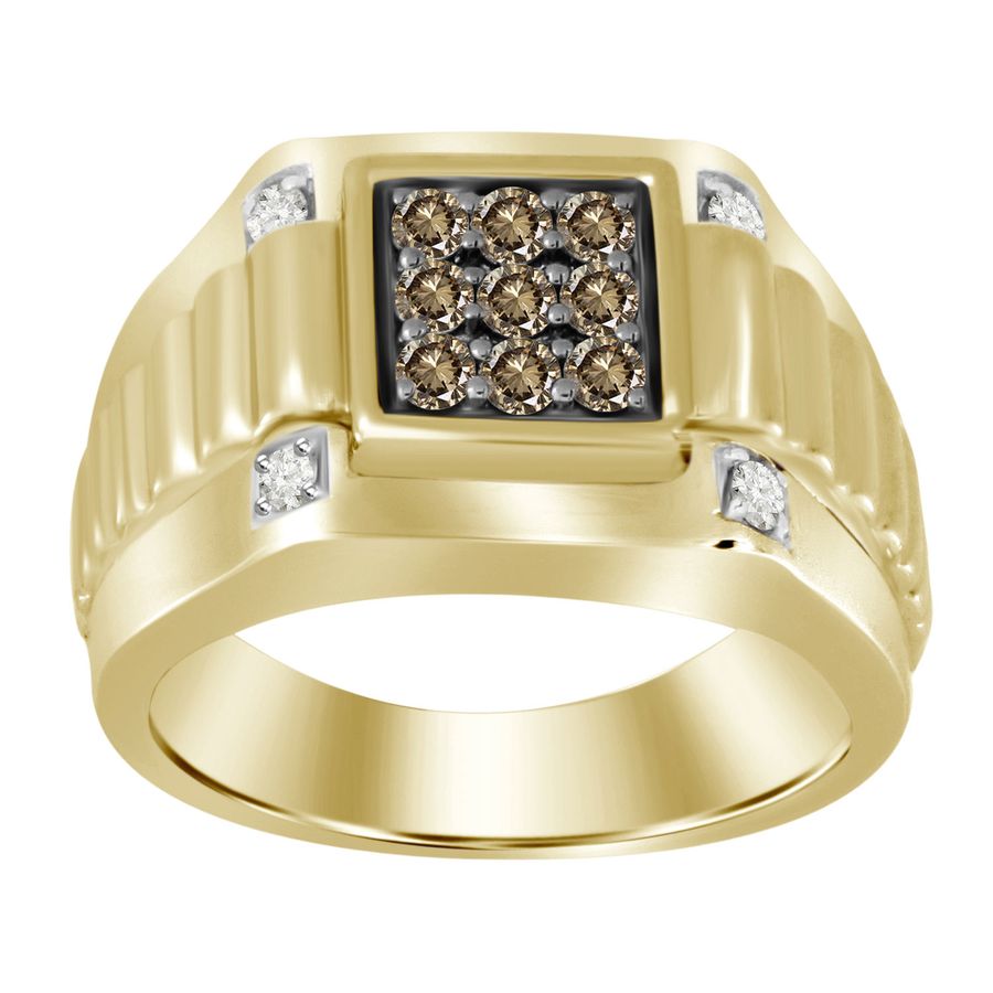 MEN'S RING 0.45CT ROUND DIAMOND 10K YELLOW GOLD