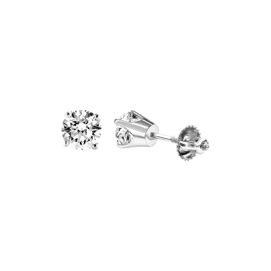 LADIES  SOLITAIRE EARRINGS 0.25CT ROUND DIAMOND 14K WHITE GOLD