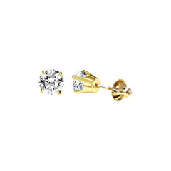 LADIES SOLITAIRE EARRINGS 0.25CT ROUND DIAMOND 14K YELLOW GOLD