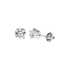 LADIES SOLITAIRE EARRINGS 0.33CT ROUND DIAMOND 14K WHITE GOLD