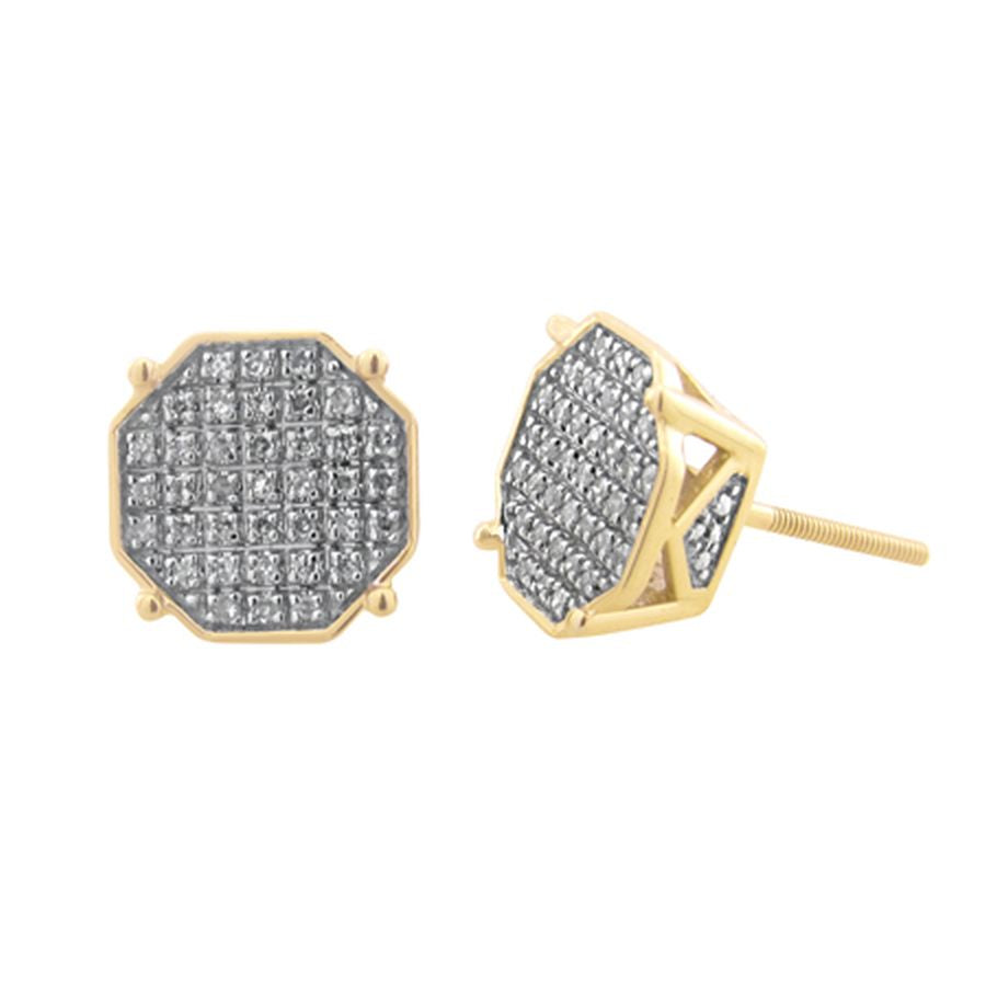 MEN'S EARRINGS 0.20CT ROUND DIAMOND 10K YELLOW GOLD