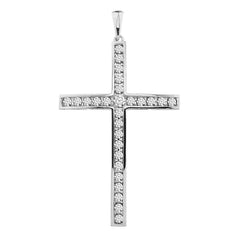 LADIES STRAIGHT NICK SETTING CROSS 1.00CT ROUND DIAMOND 10K WHITE GOLD